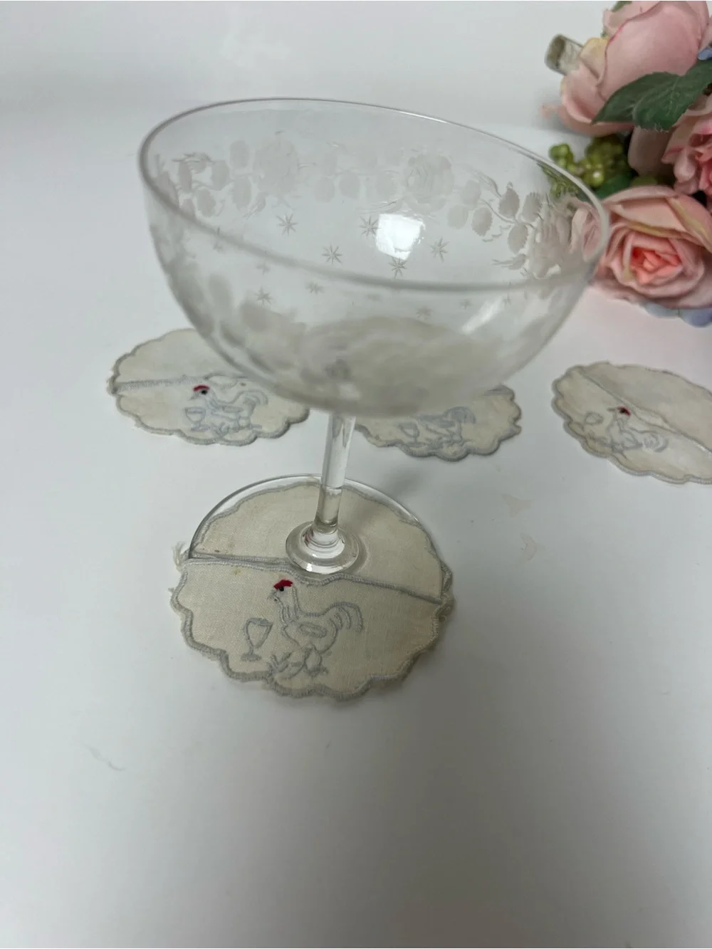1940s-50s Vintage Rooster Wine Coasters - Wine Slippers - Set of 5